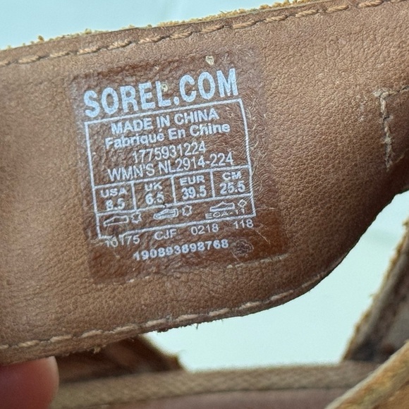 Sorel Joanie II Lace Ankle Chunky Wedge Lace Up Leather Sandals Shoes Size 8.5